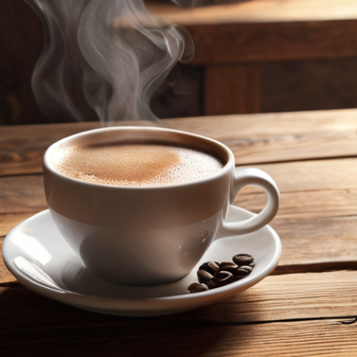 Home 23 **A steaming cup of aromatic coffee on a rustic wooden table, soft morning light, cozy atmosphere.** (Based on the "alt-text" example, emphasizing the visual scene).
