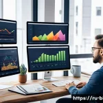 블로그 마케터가 알아야 할 콘텐츠 기획 노하우 - A modern digital marketing workspace featuring a Russian-speaking content creator analyzing audience...